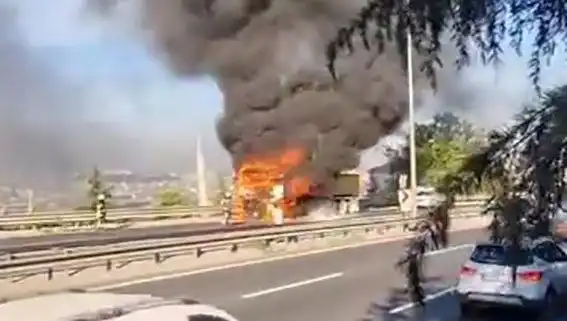 D-100'de TIR Yangını: Trafik Durma Noktasına Geldi