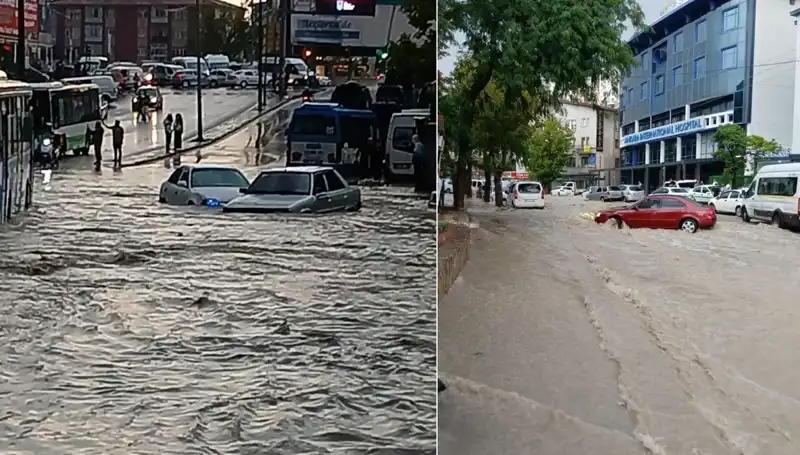 Ankara'da Sağanak Yağış Hayatı Olumsuz Etkiledi, Arabalar Sürüklendi